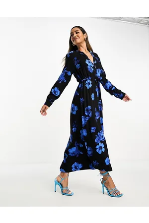 SELECTED Femme belted maxi dress in blue florals