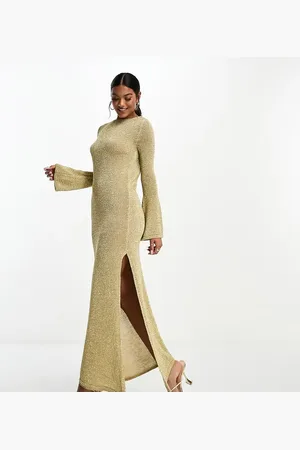 ASOS Low back metallic knit maxi dress with angel sleeves in