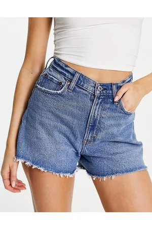 Abercrombie & Fitch Curve Love ripped denim shorts in mid
