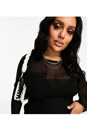 ASOS ASOS DESIGN Curve knitted top with sheer asymmetric detail in