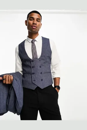 ASOS Wedding super skinny suit waistcoat in dark micro texture