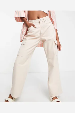 New Look Wide leg cargo jean in ecru