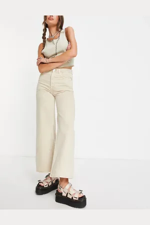 Weekday Ace high waist wide leg jeans in beige