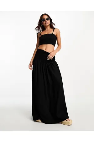 Esmée Esmee Exclusive beach shirred crop top co-ord in black