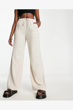 Stradivarius Linen look trouser with drawstring in natural