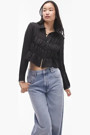 Topshop Tier ruch front short shirt in
