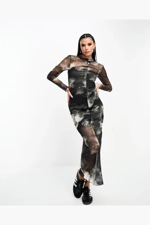Noisy May Mock neck moon print mesh dress in