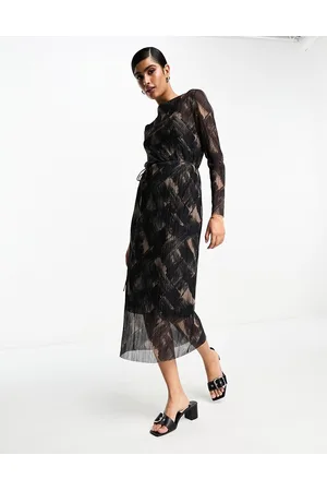& OTHER STORIES Plisse mesh midi dress in brushed print