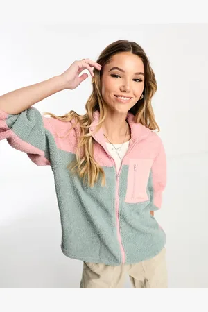 Pieces® Zip detail fleece in pastel colourblock