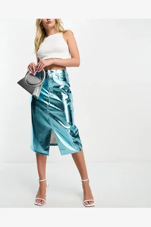 Amy Lynn Lupe midi skirt in metallic ice