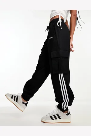adidas Originals adicolor three stripe wide leg trousers in black | ASOS