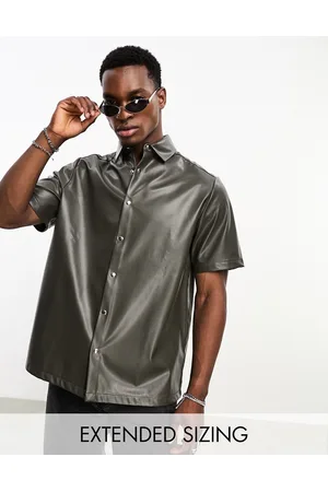 ASOS DESIGN Premium slim fit sateen shirt with mandarin collar in
