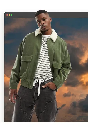 Green corduroy bomber discount jacket