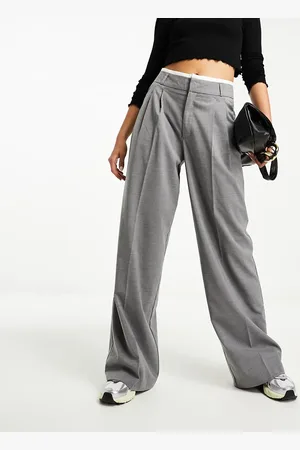 Stradivarius wide leg relaxed trousers in grey