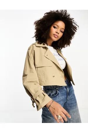 Stradivarius Cropped trench coat in camel