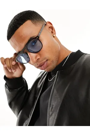 SELECTED Retro high brow sunglasses in with blue lens