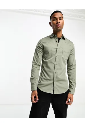 Spykar Men Military Green Twill Regular Slim Fit Full Sleeve Denim Shirt :  Amazon.in: Clothing & Accessories