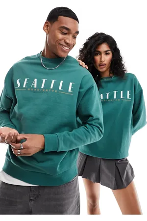 ASOS Oversized sweatshirt in with rubberised Seattle city print