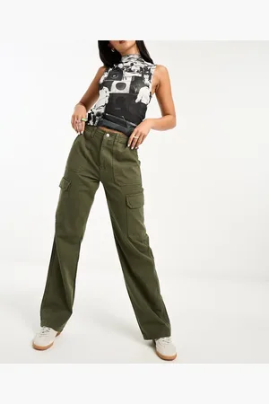 ONLY Straight leg cargo trousers in khaki
