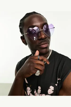 ASOS Rimless heart sunglasses with lilac lens in