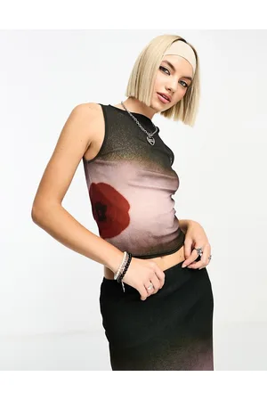 COLLUSION Placement flower slash neck vest top in