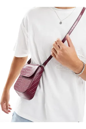 ASOS DESIGN mini twist lock satchel crossbody bag in white croc
