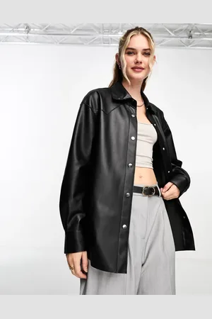 Pull&Bear Faux leather overshirt in