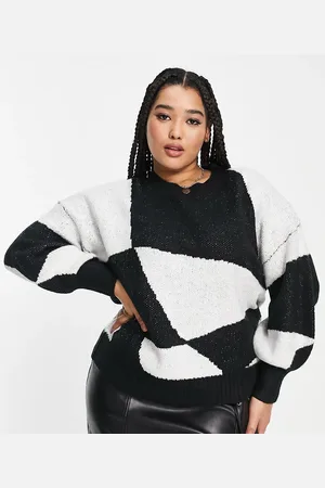 VIOLET ROMANCE Violet Romance Plus jumper in abstract monochrome print