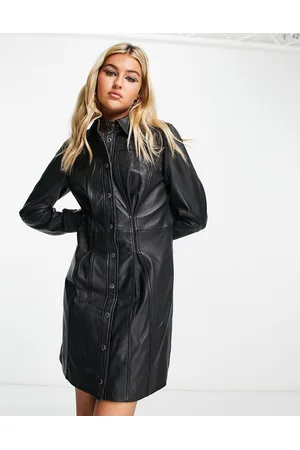 Black Leather-Look Corset Seam Top