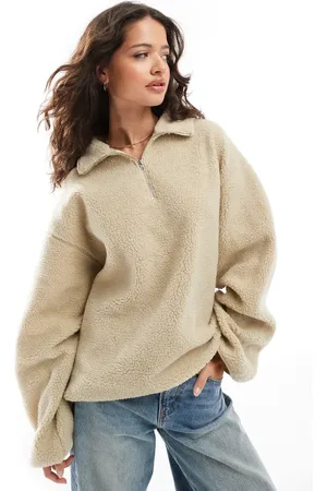 ASOS Oversized half zip borg fleece in
