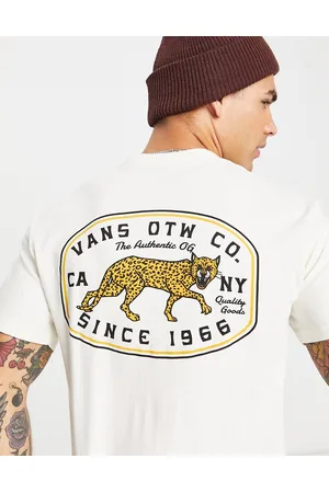 Vans T-shirt with leopard back print in off