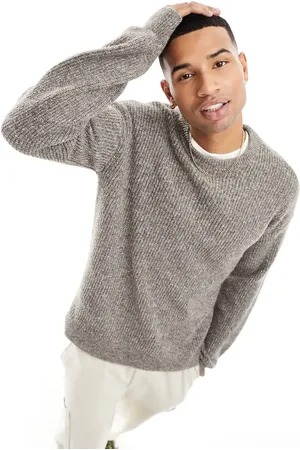 New Look Stitch crew neck jumper in light