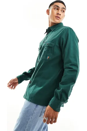 Paul Smith Zebra logo 2 pocket casual fit twill overshirt in dark