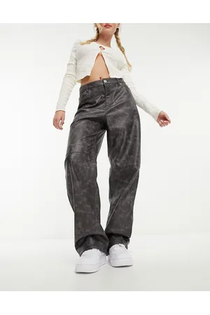 Monki Distressed faux leather trousers