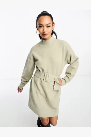 & OTHER STORIES Belted knitted dress in sage