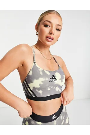 adidas Training Train icons low support 3 stripe sports bra in