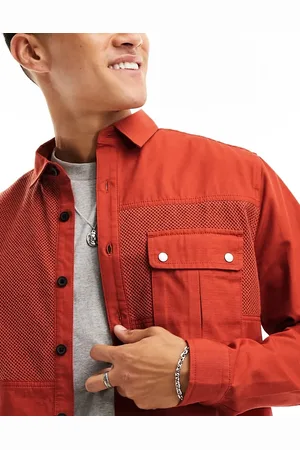 ASOS Relaxed shirt with mesh panels and a cargo pockets in washed