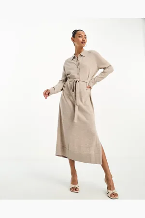 & OTHER STORIES Merino wool knitted belted midi dress in melange