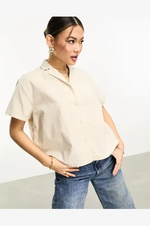 Urban classics Linen blend resort shirt in beige