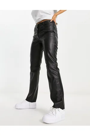 Black Leather-Look Corset Seam Top