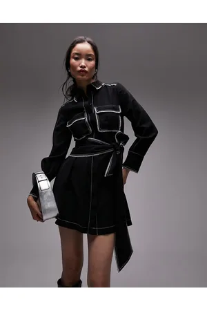 Topshop Top stitch mini shirt dress in
