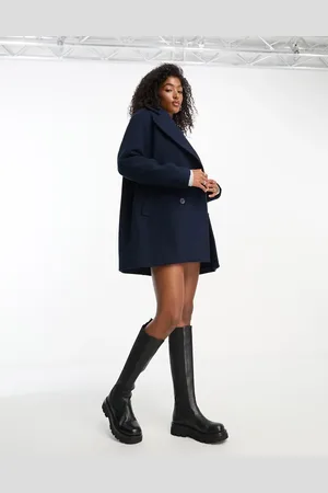 Monki nimra oversize wool best sale check jacket in black