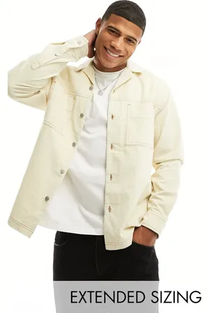 ASOS Cord overshirt with patch pockets in ecru