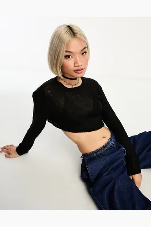 Stradivarius Destroyed knit crop jumper in