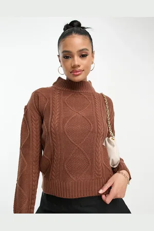 Brave Soul Landale cable knit jumper with button detail in