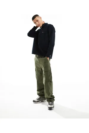 Lee Loose fit brushed cotton half zip shirt in