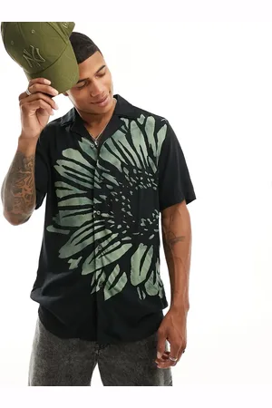 Men‘s T-Shirt Fashion Graphic Short Sleeve Black Flower Floral Colorful T  Shirt