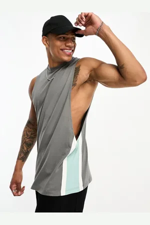ASOS Relaxed vest in and green colour block