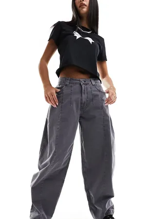 Reclaimed Barrel leg trouser in charcoal
