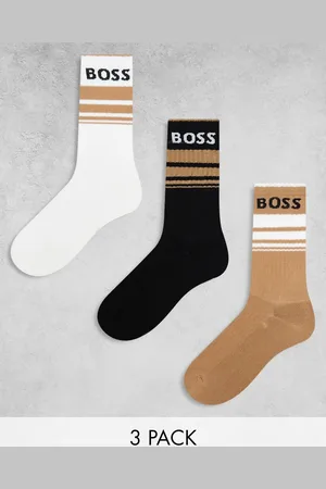 HUGO BOSS 3 pack rib stripe ankle sock in